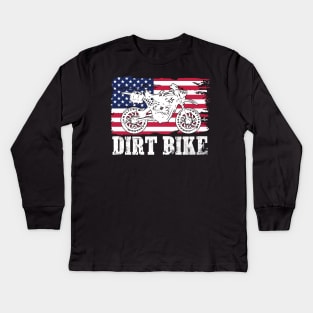 Motocross Bike Motorcycle Dirt Bike Pride Flag Kids Long Sleeve T-Shirt